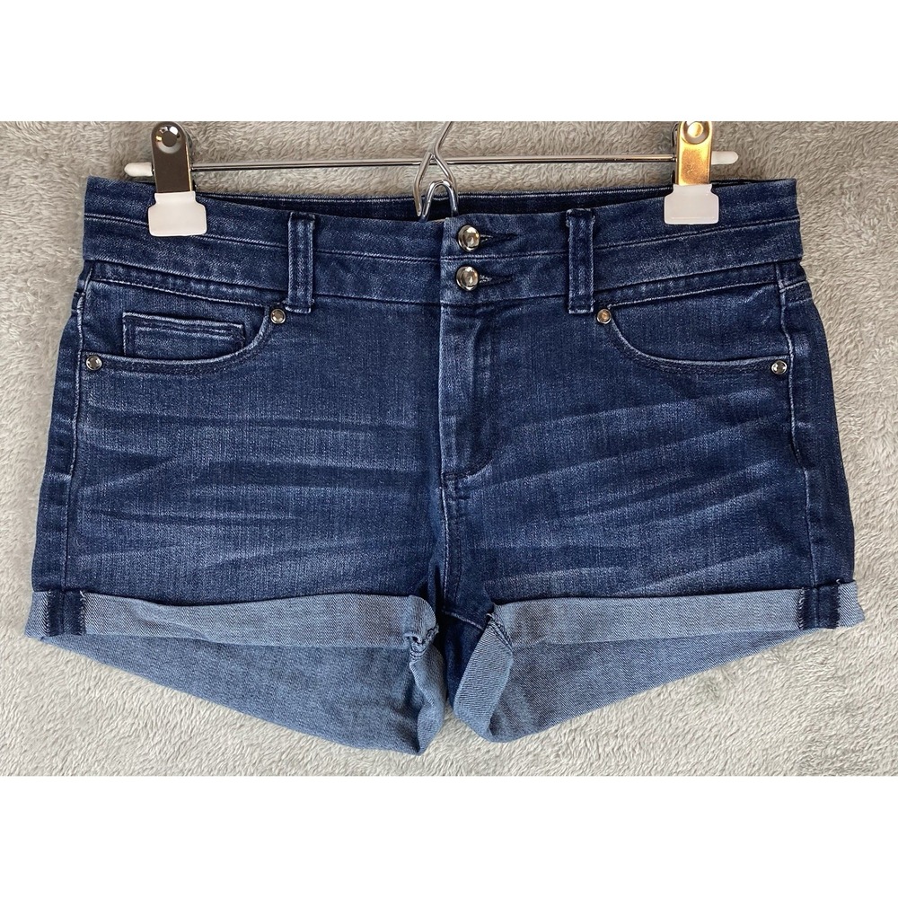 Candies Jean Short Womens 7 Juniors Blue Denim Dark Wash Cuffed Mid Rise